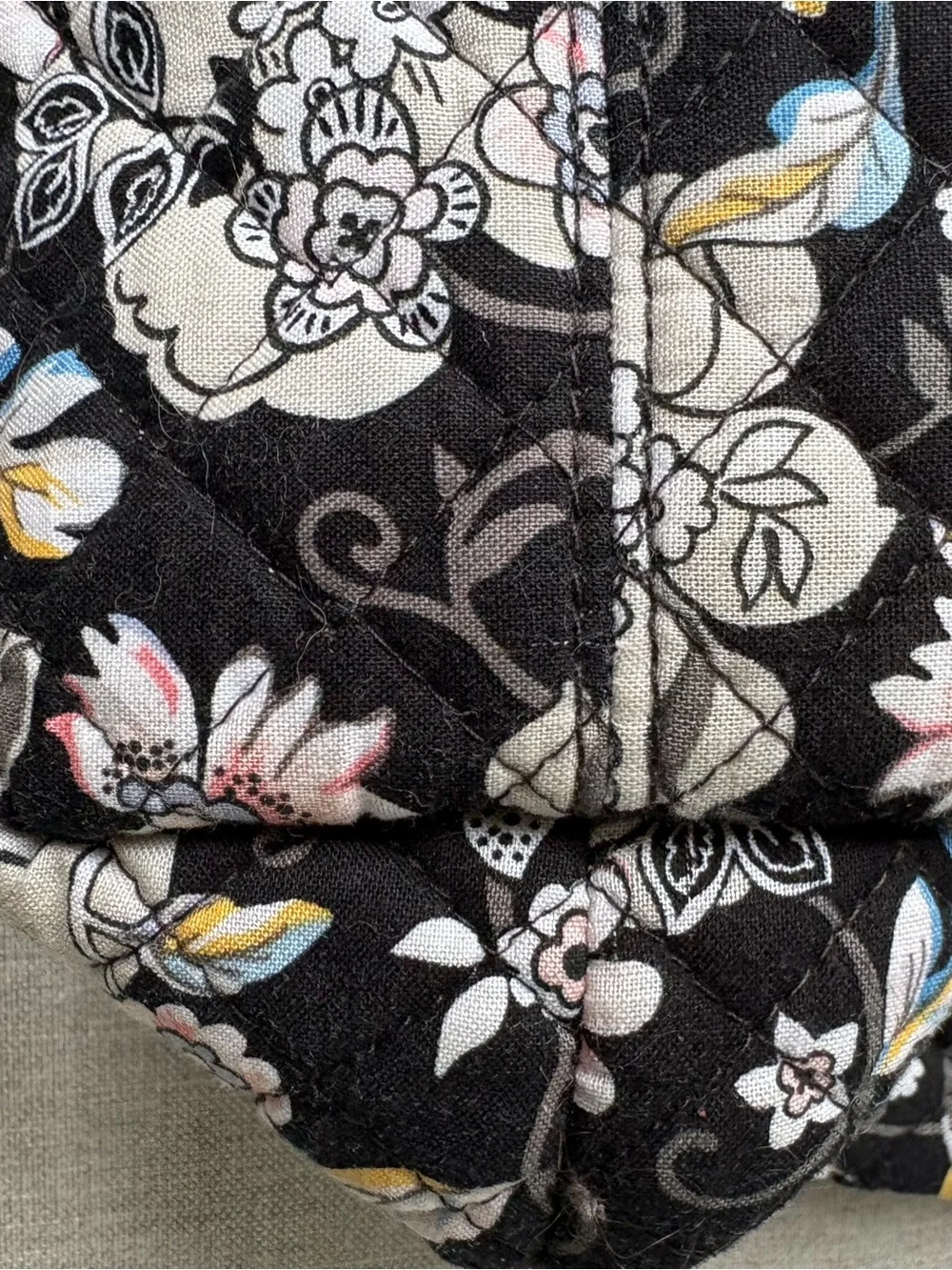 Vera Bradley Black Floral Quilted Tote with Subtle Accents- Midnight Wildflowers - Picture 4 of 8